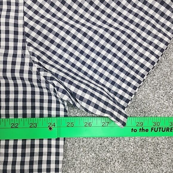 J Crew Button Up Shirt Mens XL Black Gray White Checkered Short Sleeve Pocket - Picture 5 of 10